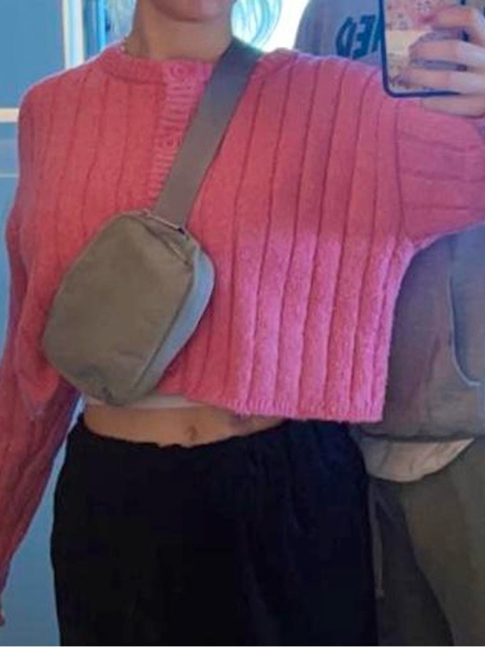 PacSun Pink Ribbed Button-Up Cropped Cardigan - Picture 3 of 3